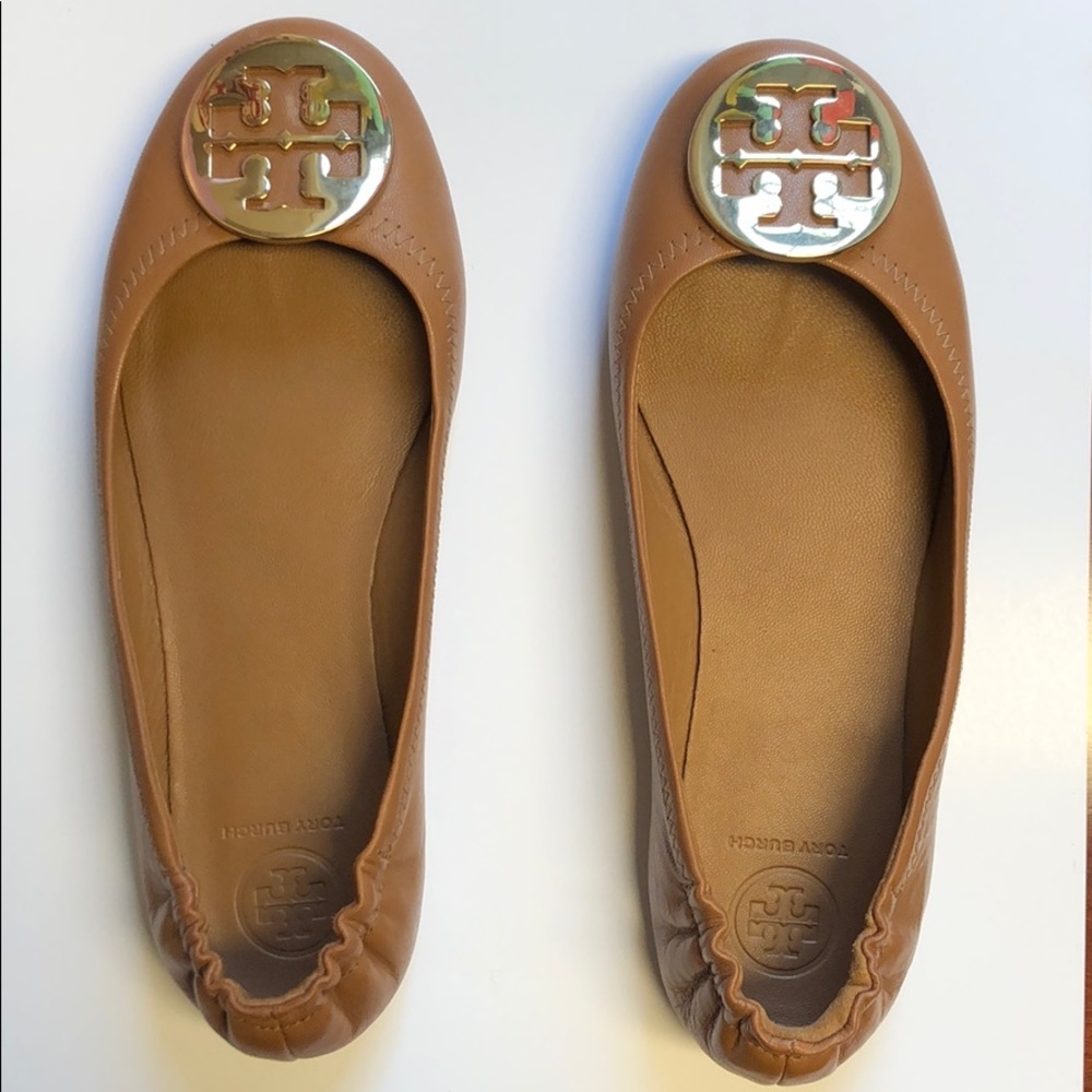 Tory Burch Minnie Ballet Flat (tan/gold; 6.5)
